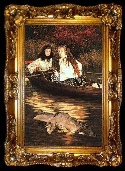 framed  James Tissot On the Thames, a Heron, ta009-2